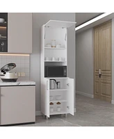 Maeser Kitchen Pantry, 3 Doors, 4 Legs, 5 Shelves, White