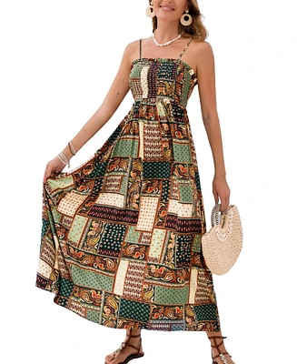 Cupshe Women's Patchwork Paradise Paisley Midi Beach Dress