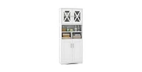 Tall Bathroom Cabinet Large Floor Storage Cabinet with Acrylic Doors and 3 Cubes