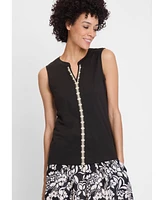 Olsen Women's Sleeveless Embroidered Detail Top