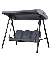 Gymax 3-Person Patio Porch Swing Cushioned Outdoor Swing Chair w/ Adjustable Canopy