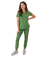 Medgear Women's 1-Pocket Top Knit Rib Cuff Jogger Pants Set