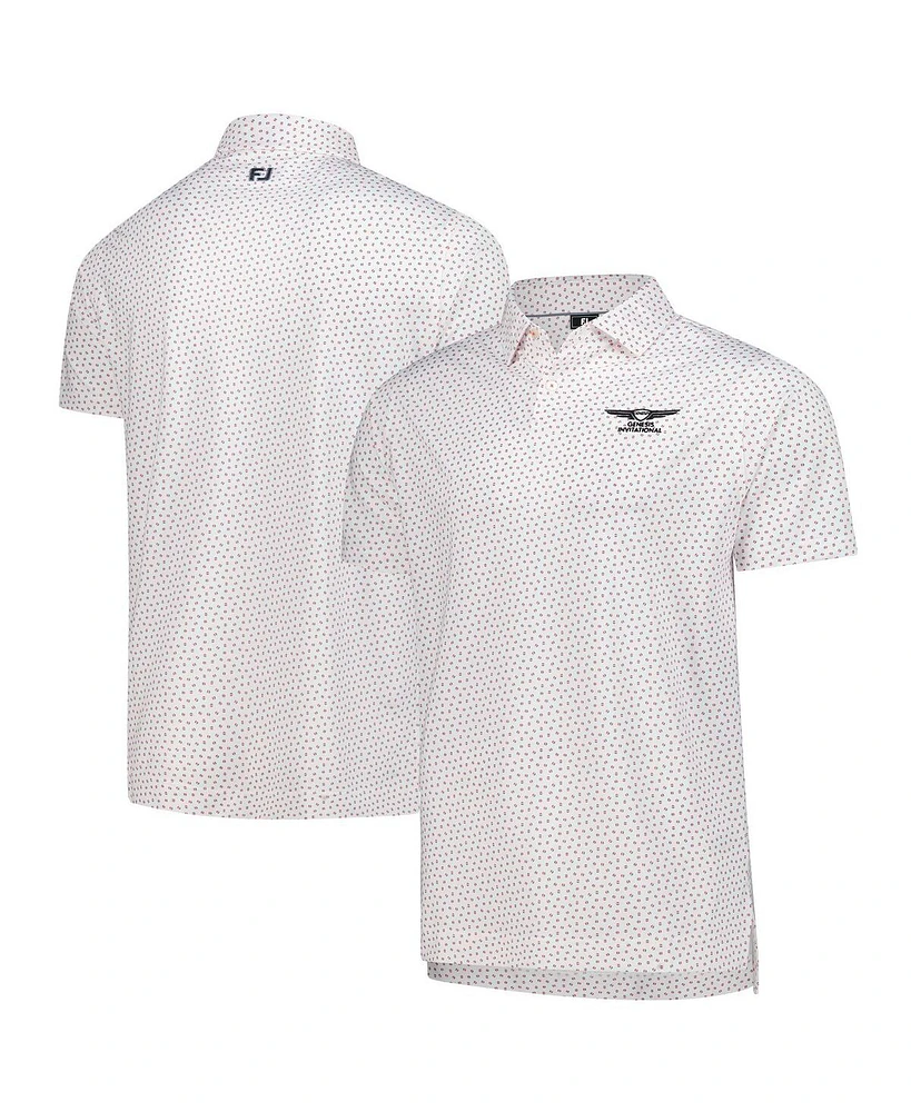 FootJoy Men's White Genesis Invitational ProDry Bounce Print Stretch Pique Polo Shirt