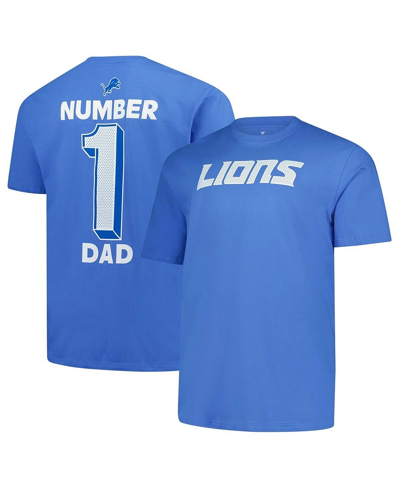 Fanatics Men's Blue Detroit Lions Big Tall Number One Dad T-Shirt