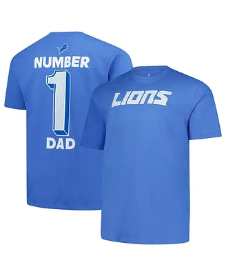 Fanatics Men's Blue Detroit Lions Big Tall Number One Dad T-Shirt
