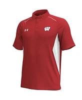 Under Armour Men's Red Wisconsin Badgers Title Performance Polo Shirt