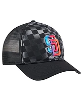New Era Men's Black San Diego Padres Gradient 9FORTY A-Frame M-Crown Trucker Adjustable Hat