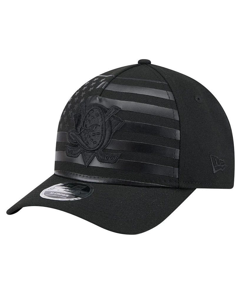 New Era Men's Black Anaheim Ducks Game Day Stealth Flag 9FORTY A-Frame Adjustable Hat