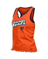 New Era Women's Orange Chicago Bears Lettuce Hem Notch Neck Tri-Blend Tank Top