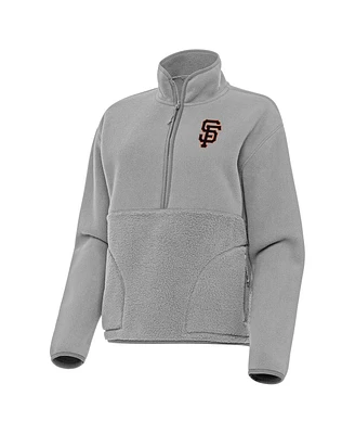 Antigua Women's Gray San Francisco Giants Figure Half-Zip Sweatshirt