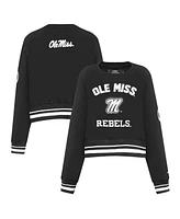 Pro Standard Women's Black Ole Miss Rebels Cropped Pullover Sweatshirt