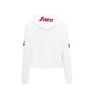 Pro Standard Women's White Philadelphia 76ers 2024/25 City Edition Chenille Applique Cropped Pullover Hoodie