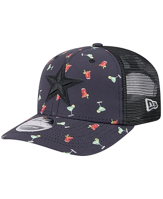 New Era Men's Navy/Black Dallas Cowboys Adventure Drinks Pattern 9SEVENTY Stretch-Snap Hat