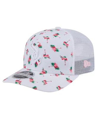 New Era Men's White Chicago White Sox Flamingo Mesh Back 9SEVENTY Stretch-Snap Hat