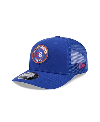 New Era Men's Blue Philadelphia 76ers Victory Grove Circle Patch 9SEVENTY Adjustable Hat