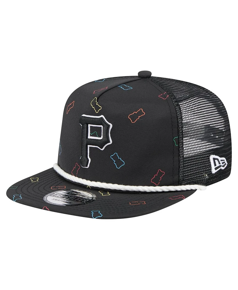 New Era Men's Black Pittsburgh Pirates Gummy Golfer Trucker Adjustable Hat