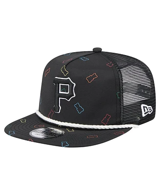 New Era Men's Black Pittsburgh Pirates Gummy Golfer Trucker Adjustable Hat