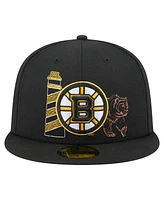 New Era Men's Black Boston Bruins State Stitch 59FIFTY Fitted Hat