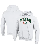 Champion Men's White Miami Hurricanes Arch Over Logo Pullover Hoodie