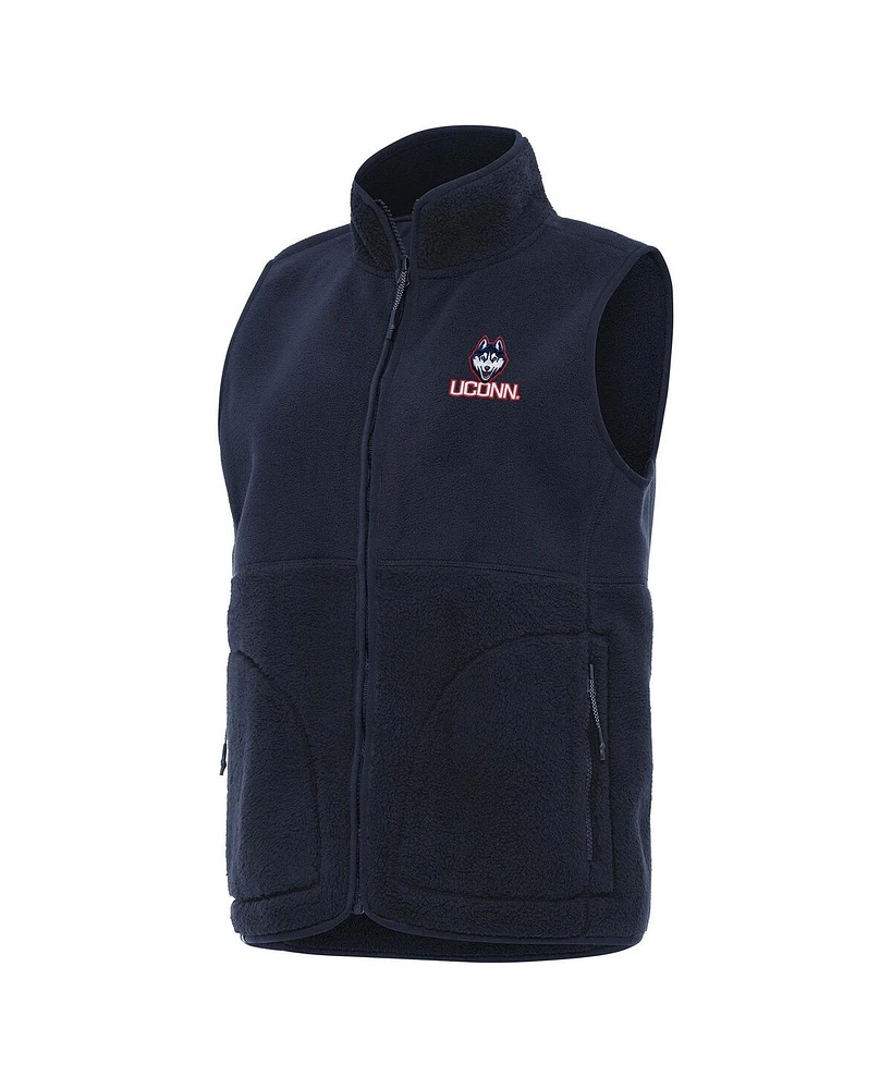 Antigua Women's Navy UConn Huskies Nostalgic Full-Zip Vest