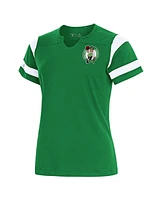 Antigua Women's Kelly Green Boston Celtics Encounter Short Sleeve Notch Neck Top