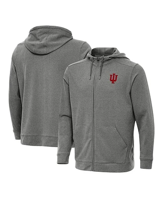 Antigua Men's Heather Black Indiana Hoosiers Effortless Full Zip Hoodie