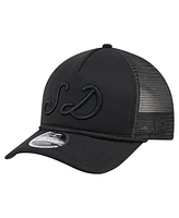 New Era Men's Black San Diego Padres City Initial 9FORTY A-Frame M-Crown Adjustable Trucker Hat