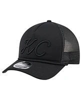 New Era Men's Black Kansas City Royals City Initial 9FORTY A-Frame M-Crown Adjustable Trucker Hat