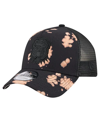 New Era Men's Black Cleveland Browns Bleached A-Frame 9FORTY Trucker Adjustable Hat