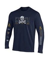 Under Armour Men's Navy Navy Midshipmen Distressed Jolly Rogers Performance Long Sleeve T-Shirt