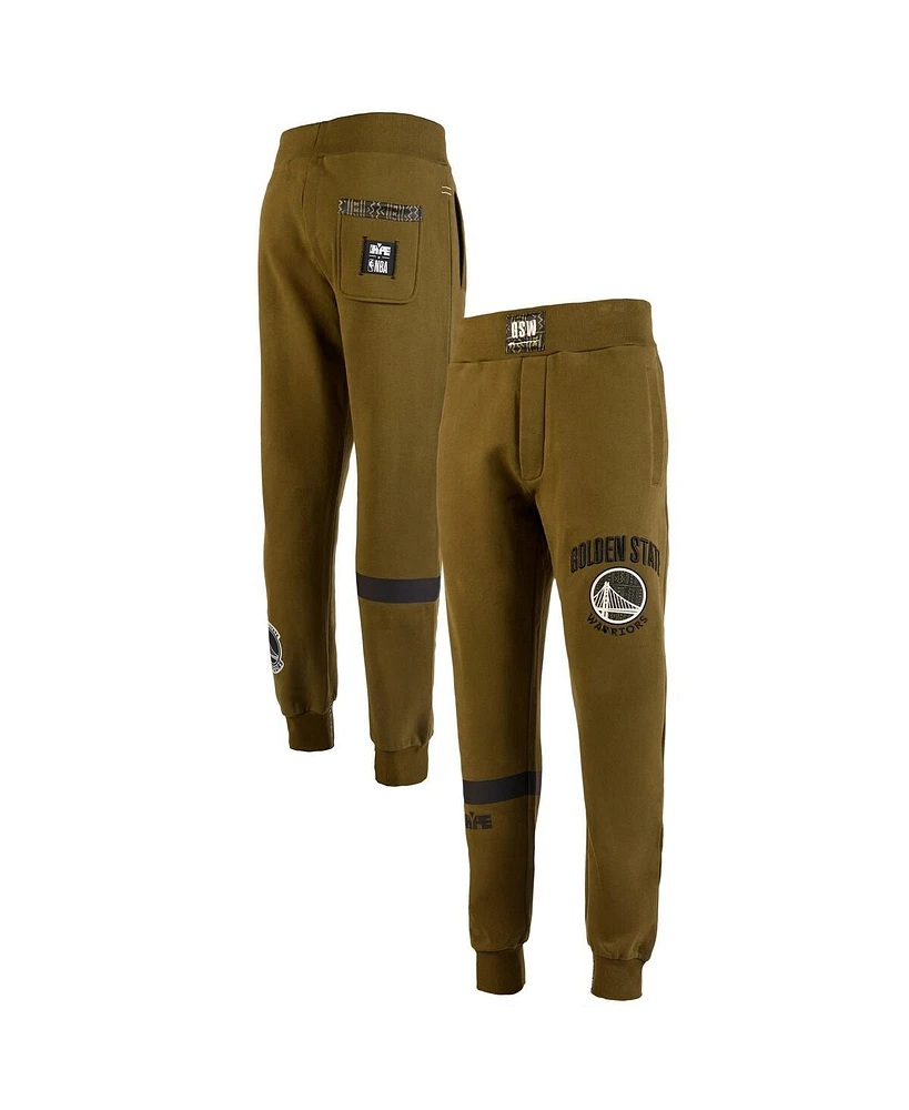 Two Hype x Nba Men's Olive Golden State Warriors Culture Hoops Collection Premium Jogger Pants