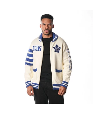 The Wild Collective Men's and Women's Cream Toronto Maple Leaf's Jacquard Full-Zip Sweater