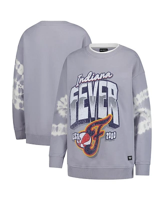 The Wild Collective Women's Gray Indiana Fever Double Collar Fleece Pullover Sweatshirt