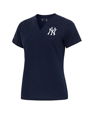 Antigua Women's Navy New York Yankees Notch Neck T-Shirt