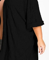 Coin 1804 Plus Spiral Wave Texture Dolman Cardigan Sweater