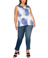 Coin 1804 Plus Tie Dye Button Back Tank Top