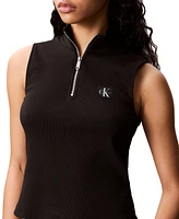 Calvin Klein Jeans Women's Sleeveless Quarter Zip Top