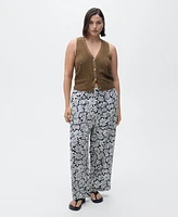Mango Women's Floral Linen Pants