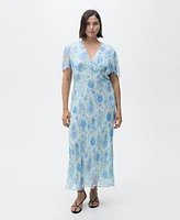Mango Women's Short Sleeves Long Floral Dress