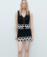 Mango Women's Circular Print Crochet Skirt