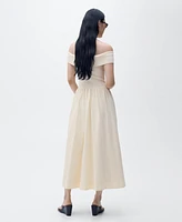 Mango Women's Embroidered Details Combined Dress