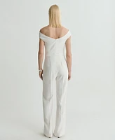 Mango Women's Asymmetric Neck Long Jumpsuit