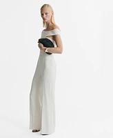 Mango Women's Asymmetric Neck Long Jumpsuit