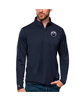 Antigua Men's Navy Edmonton Oilers Tribute Quarter-Zip Pullover Sweatshirt