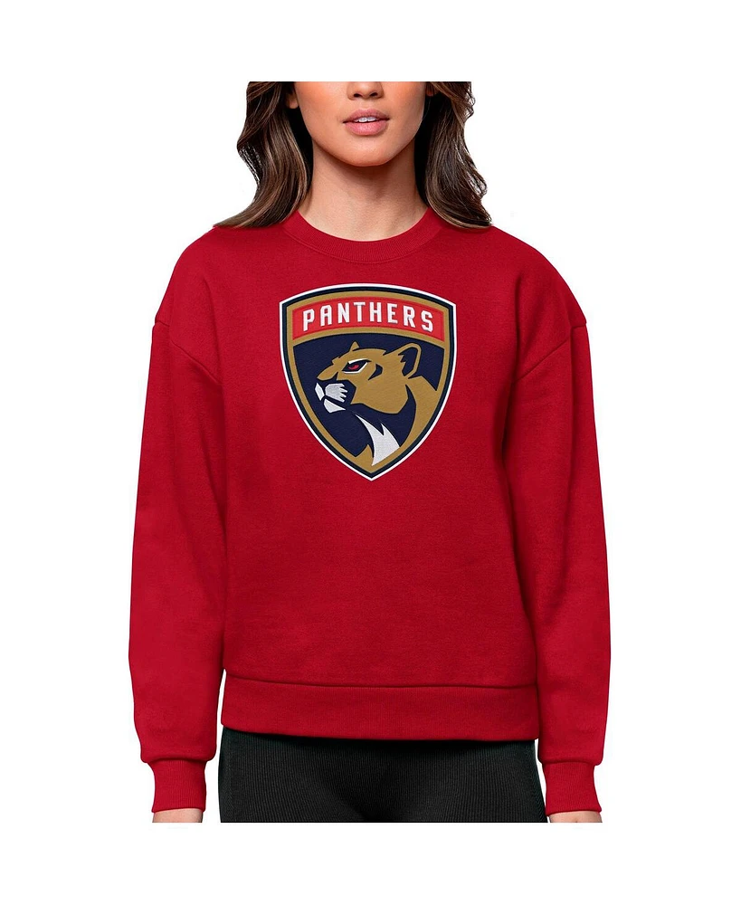 Antigua Women's Red Florida Panthers Primary Logo Team Victory Crewneck Pullover Sweatshirt
