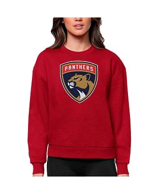 Antigua Women's Red Florida Panthers Primary Logo Team Victory Crewneck Pullover Sweatshirt