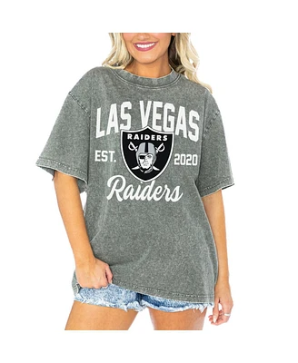 Gameday Couture Women's Gray Las Vegas Raiders Tackle Titan Boyfriend Washed T-Shirt