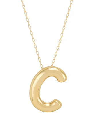 Polished Initial C Pendant Necklace in 14k Gold, 16" + 2" extender