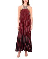 1.state Women's Sleeveless Halter Chiffon Maxi Dress