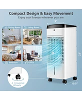 3-in-1 Evaporative Air Cooler, Quiet Personal Swamp Cooler with Remote Control, 70° Oscillation, 12H Timer, 3 Speeds, 2 Ice Boxes, Portable Air C